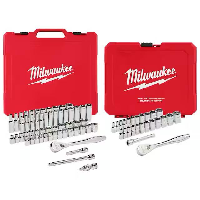 3/8 in. and 1/4 in. Drive SAE/Metric Ratchet/Socket Mechanic Tool Set (81 Piece)