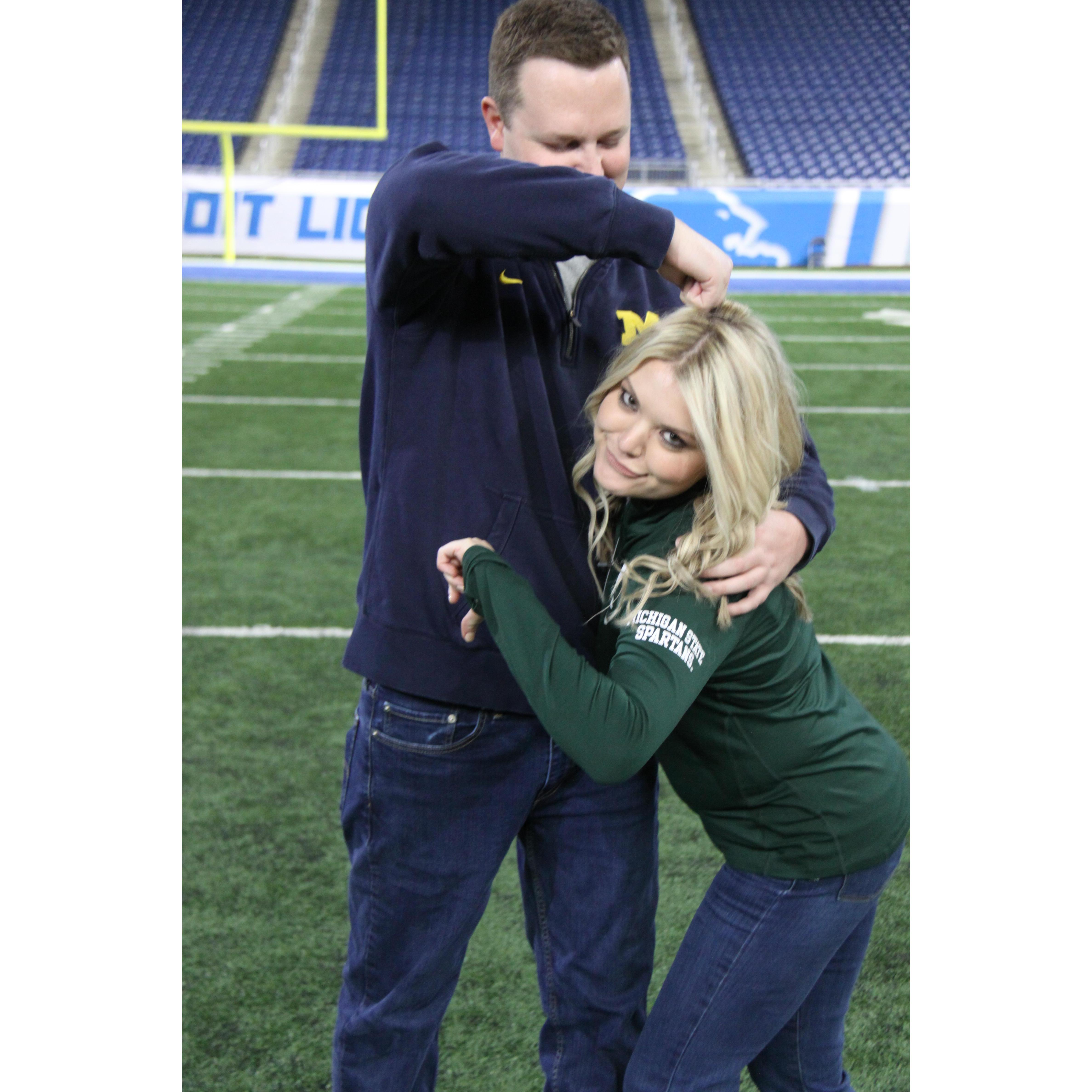 We're a house divided! But at least we both love the Lions