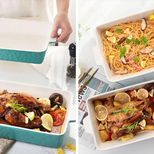 Ceramic Baking Dishes, Krokori Rectangular Bakeware Set Baking Pan Lasagna Pans for Cooking, Kitchen, Cake Dinner, Banquet and Daily Use - 13 x 9 Inches Pack of 2PCS