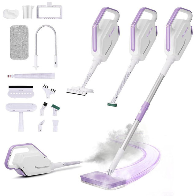 AAOBOSI Steam Mop, 1300W Powerful Detachable Handheld Steamer with 350ml Tank, 11 Multi-purpose Accessories, 23FT Power Cable, Steam Mops for Floor Cleaning, Tiles, Windows, Carpets, Furniture