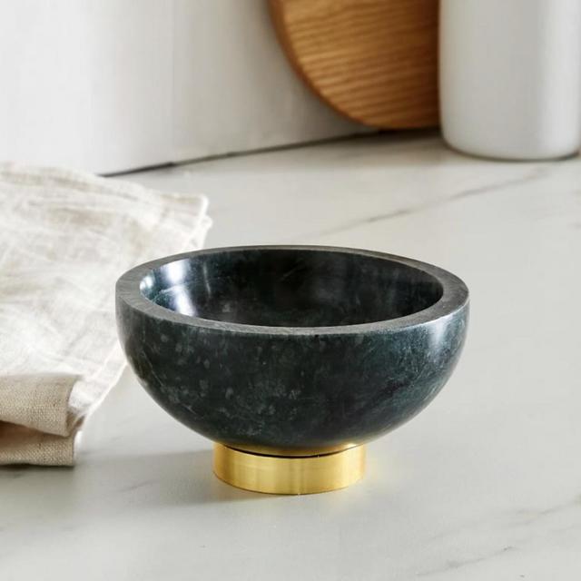 Marble & Brass Dip Bowl - Green