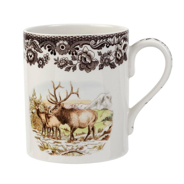 Spode Woodland Mug, Elk, 16 Oz | Coffee Mug with Handle for Hot Beverages | Ideal for Tea, Hot Chocolate, and Other Hot Drinks | Made from Fine Porcelain