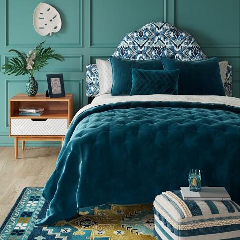 Teal, Queen Size Velvet Tufted Stitch Quilt - Opalhouse™