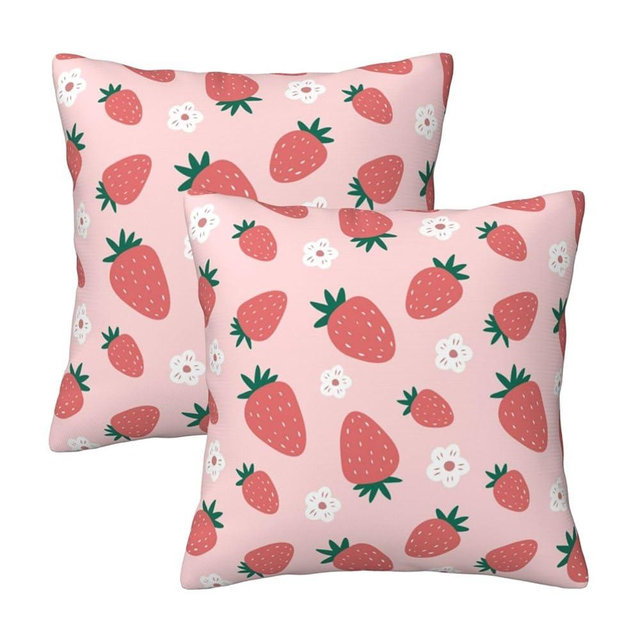 Strawberry Throw Pillow Cover Cushion Farmhouse Pillow Covers 18x18 in Soft Pillow Cases Decor for Couch Sofa Living Room Bedroom Outdoor Home Set of 2