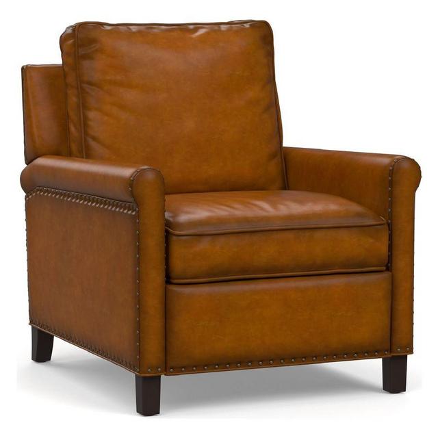 Tyler Roll Arm Leather Recliner with Bronze Nailheads, DB CSHN, Burnished Bourbon