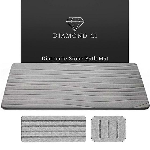 Shower Stone Bath Mat, Dark Gray, Set of 3 - Bathroom, Kitchen Counter, Dish Drying - Quick Dry, Super Absorbing, Non-Slip Dry Stone Bath Mat for Soap, Diatomite Mats…