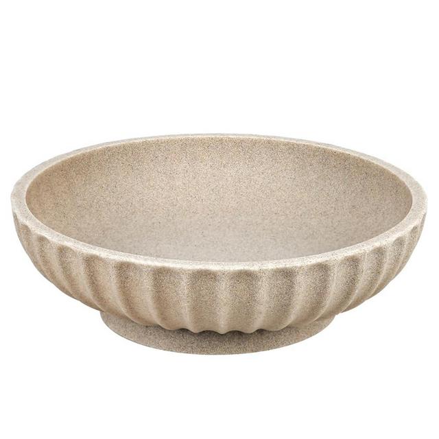Large Decorative Bowl - Fruit Bowl for Kitchen Counter - Modern Decorative Bowl for Home Decor,Key Bowl for Entryway Table,Pedestal Centerpieces Bowl - Artificial Beige Stone