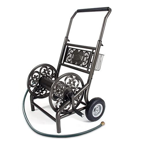 Liberty Garden 301 Never Flat 2-Wheel Decorative Garden Hose Reel Cart, Holds-200-Feet of 5/8-Inch Hose - Bronze