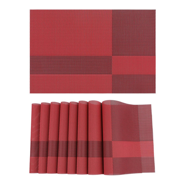 REGALWOVEN Washable Wipeable Non-slip Placemats 18" x 12" 8 Pcs Red