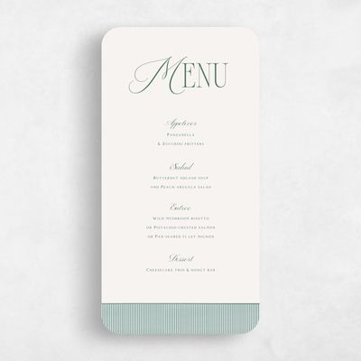 Green Rounded Wedding Menu - Sage