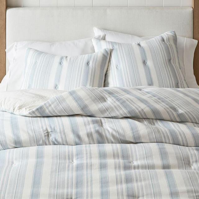 Chambray Hawthorn Stripe Cotton Comforter, King/Cal. King