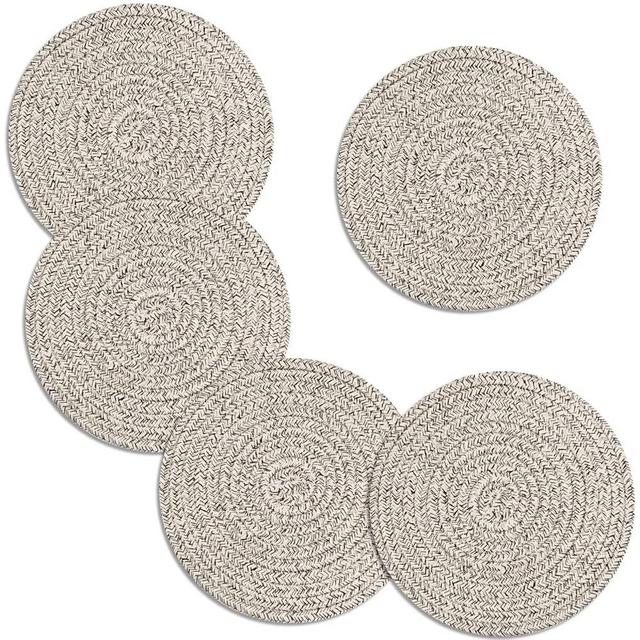 Trivets for Hot Dishes, Large Trivet for Hot Pots and Pans 8 inches, Hot Pads for Kitchen Table, Coasters Cotton Mat to Protect Counter, Cooking Potholder (Brown 5 Pcs)