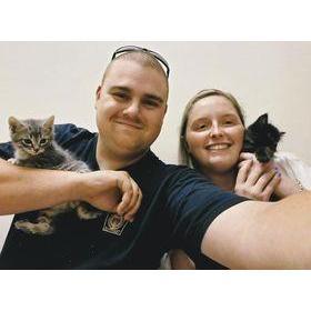 Zak and I with our two of our three babies, Annie and Flynn! July 2021