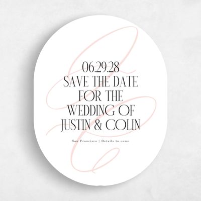 White Oval Wedding Save the Date - Ferrara Portrait