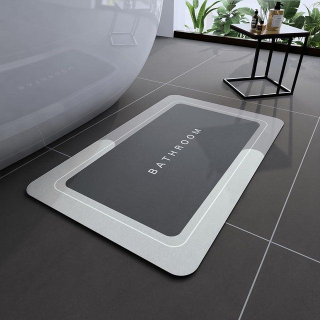 Deparnit Bath Mat Rugs Non Slip Quick Dry Bathroom Mats Super Absorbent Rubber Bath Mats Fit Under Door, Bathroom Rugs Shower Mat for Bathroom, Bathtub, Shower and Sink (17"x27",Grey)