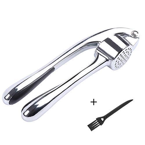 Garlic Press, McoMce Heavy Soft-Handled Garlic Mincer, Stainless Steel Garlic Crusher, Garlic Crusher with Cleaning Brush, Use Garlic Press Save Without Peeling, Easy Squeeze, Rust Proof, Easy Clean