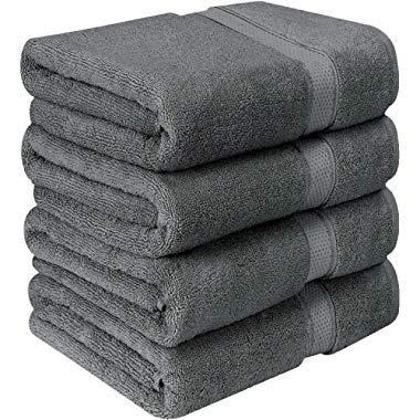 Utopia Towels Premium Combed Cotton Bath Towels, 4 Pack, Grey