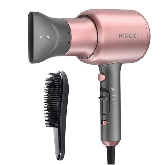 KIPOZI Negative Ions Hair Dryer Professional Salon Ionic Blow Dryer 1875 Watt Hairdryer with Concentrator Nozzle Attachment Ceramic Technology Powerful Fast Drying for Women, Rose Pink