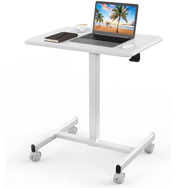 edx Small Standing Desk Mobile Standing Desk Adjustable Height, Mobile Portable Rolling Laptop Desk on Wheels Small Adjustable Desk for Home Office