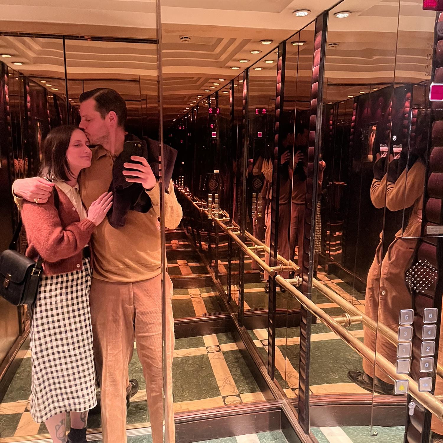 In a cool hotel elevator in Zagreb