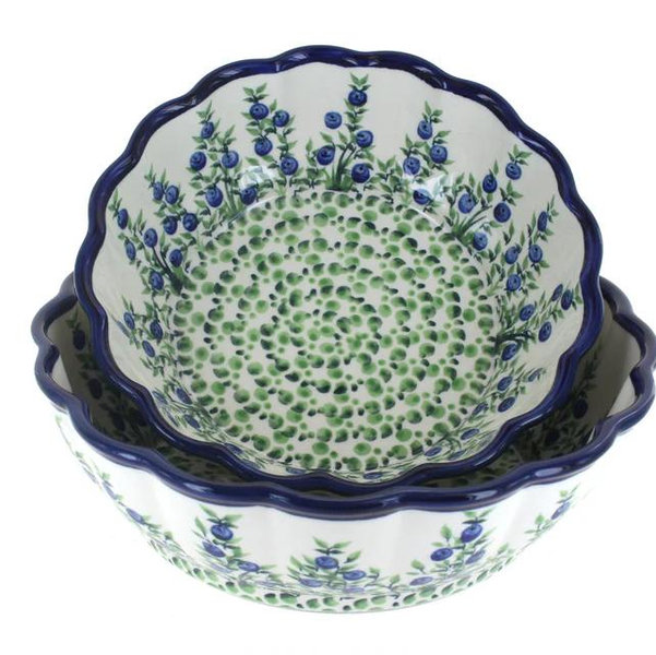 Porcelain Vine Scallop Serving Bowl Set