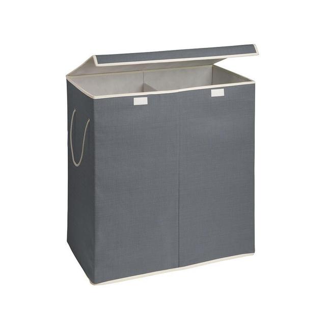Honey Can Do Collection 2-Compartment Sorting Hamper, Gray