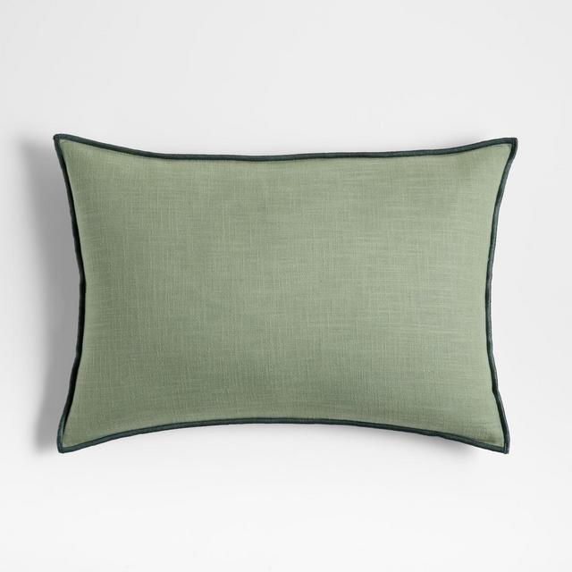 Sage 22"x15" Merrow Stitch Cotton Pillow with Down-Alternative Insert