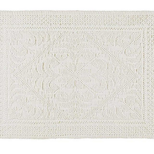 Savi Home Cotton Woven Jacquard Bathroom Rug, Woven Fringe Bathroom Mats, 100% Cotton, Non - Slip Bath Mat, Durable Thick Bath Mat 20”x38” with Fringes, Ivory