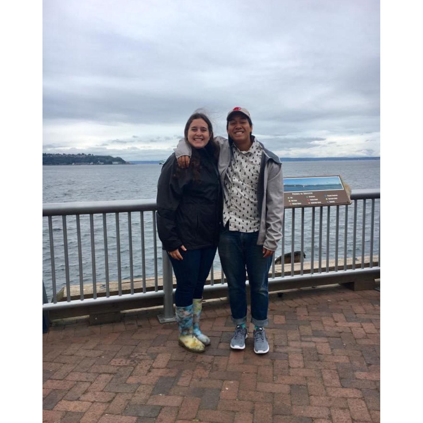 Sam and I celebrating our six month anniversary in Seattle!