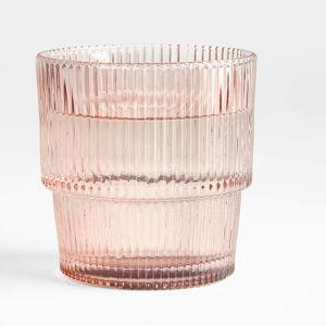 Atwell 11-Oz. Moss Green Stackable Ribbed Double Old-Fashioned Glass + Reviews | Crate & Barrel