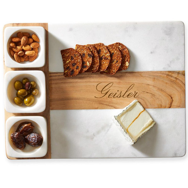 Wood and Marble Appetizer Serving Platter
