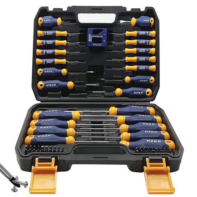 SUNHZMCKP Magnetic Screwdriver Set 66-Piece, S2- Alloy Tool Steel， Includes Slotted/Phillips/Torx Mini Precision Screwdriver, Replaceable Screwdriver Bits With Sturdy tool box