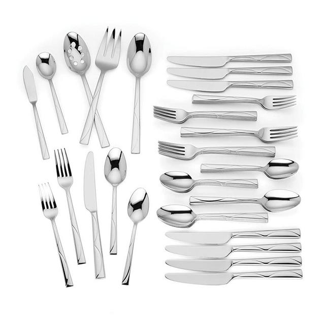 Kate Spade Park Circle 45-Piece Flatware Set, 7.55 LB, Metallic