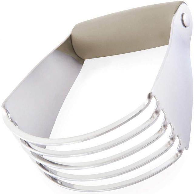 Gorilla Grip Pastry Dough Blender and Butter Cutter, Thick Sharp Stainless Steel Blades for Easy Mixing, Comfortable Grip, Heavy Duty Kitchen Baking Tool, Kneading Doughs, Washer Safe, Large, Almond