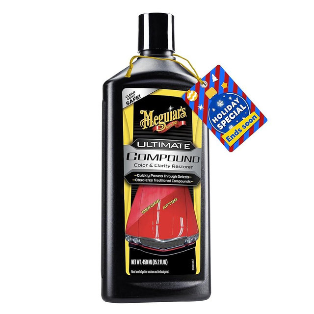 Meguiar’s Ultimate Compound, Pro-Grade Car Scratch Remover for Paint Correction, Removes Swirls and Defects While Restoring Gloss and Shine, Christmas Gifts for Car Guys, 15.2 Oz