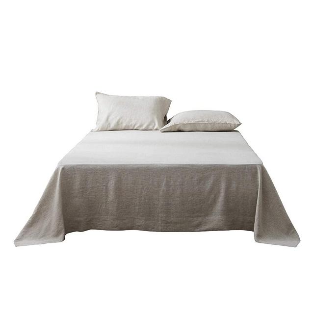 linen flat sheet DAPU Pure Stone Washed 100% French Natural Linen European Flax (Natural Linen, King)