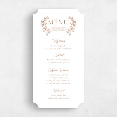 White Ticket Wedding Menu - Hetherton