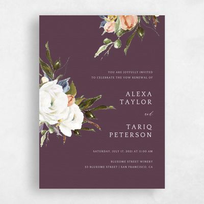 Purple Wedding Invitation - Octavia Vow Renewal