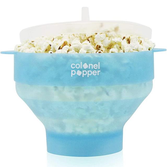 Colonel Popper Healthy Microwave Popcorn Maker Silicone Collapsible Bowl Hot Air Pop Any Kernel Corn BPA Free Dishwasher Safe - LFGB Certificate