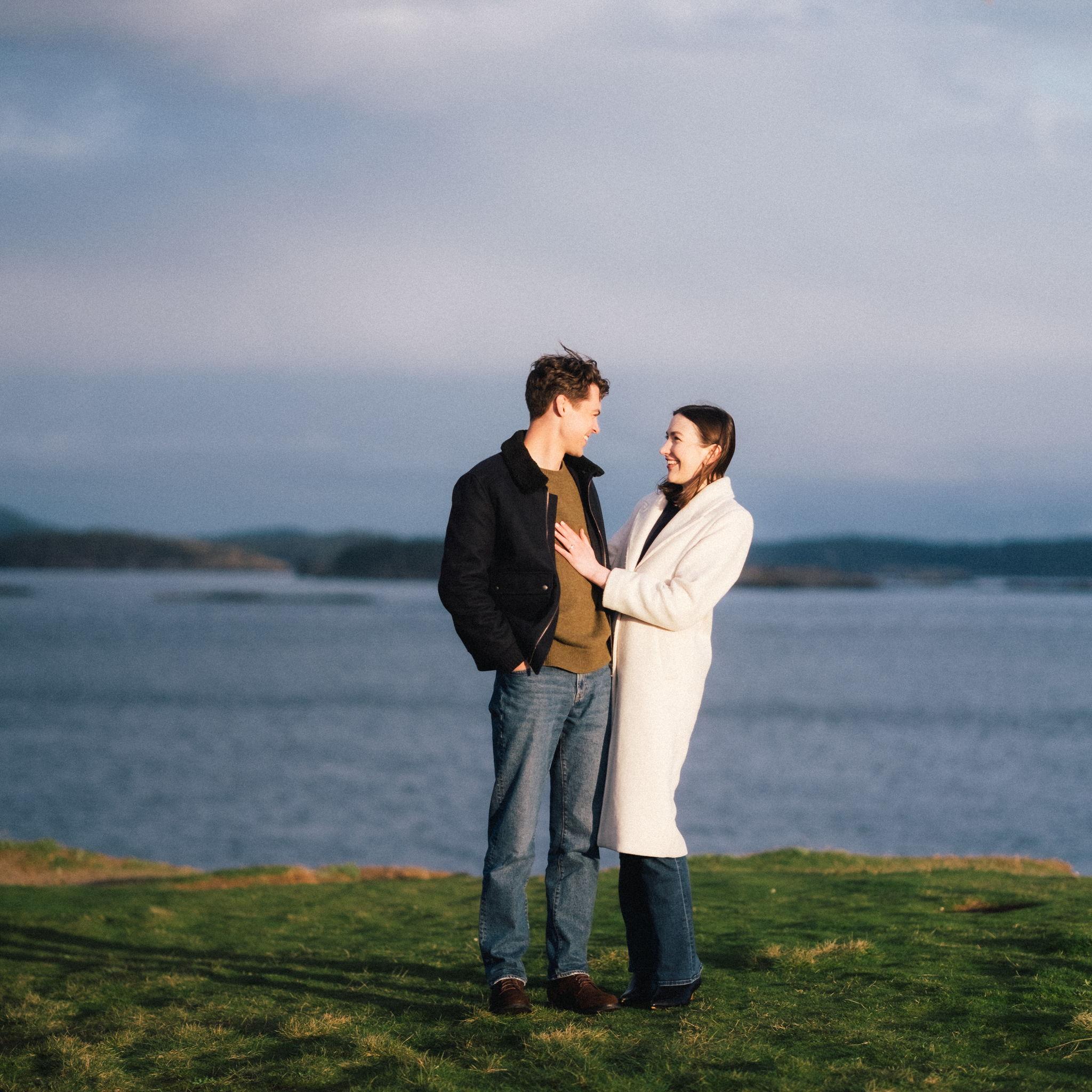 On March 15, 2025, as a rainbow appeared in the sky after off-and-on rain all day, Will asked Caroline to marry him on San Juan Island in Washington. It was the easiest yes ever!