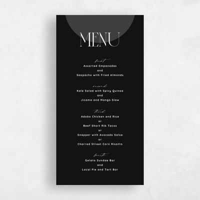Black Wedding Menu - Seibel