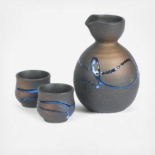 Blue Ink 3-Piece Sake Set