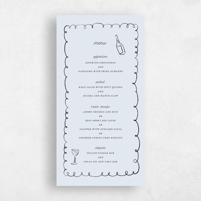 Ice, Blue Wedding Menu - Colmar