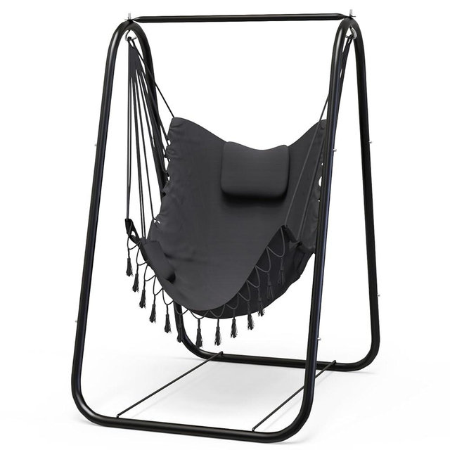 G TALECO GEAR Hammock Chair with Stand,Heavy-Duty and Rustproof Hanging Chair with Stand,Hammock Swing Chair Stand,for Indoor Outdoor Patio Yard Garden Porch (Grey)