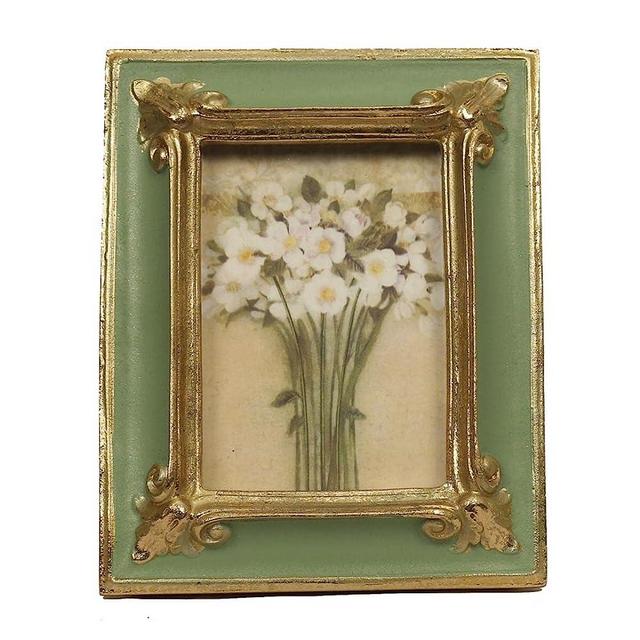 WINPLUS+ Vintage Picture frames 2.5x3.5, Luxury Antique Photo Frames With Golden Embossed Flower Furnishing, Retro Style Decor, Wall and Tabletop Display, Art Gallery (2.5x3.5-Green)
