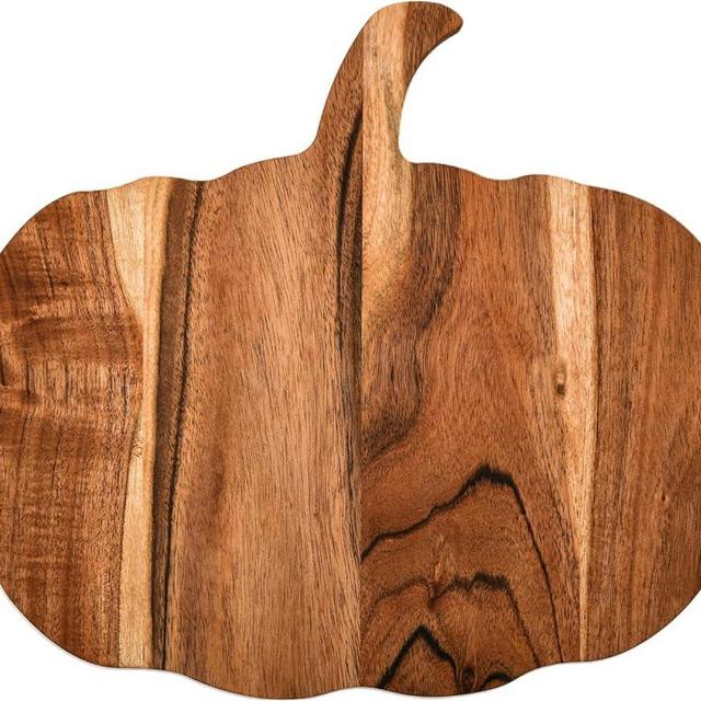Affinity Decor Organic Acacia kitchen Cutting Chopping Board Platter Wine Holder with Handles for Butcher Block Cheese and Vegetables Fruit & Salad (Pumpkin Board 12"L x 13"W)