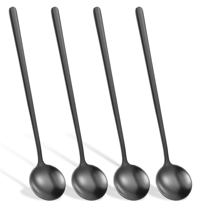 4Pcs Espresso Spoons, 5.24In Satin Black Demitasse Spoons Teaspoons Coffee Spoon Ideal for Coffee Iced Tea Sauces Eating, Stain Stainless Steel Durable & Stylish