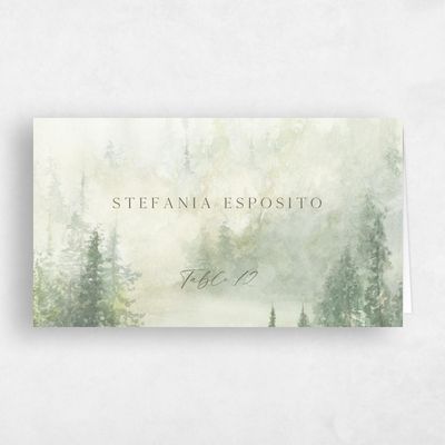 Green Winter Wedding Place Card - Forest