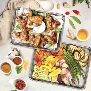 Baking Sheet Set of 3, Commercial Grade Stainless Steel Cookie Sheets for Baking, 12/16/17.5 Inch, Thicker and Firmer Baking Pans Set, Rust & Warp Resistant & Nonstick, Nontoxic&Heavy Duty&Easy Clean