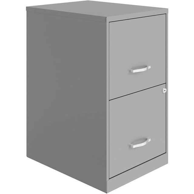 Lorell LYS SOHO 18" 2-Drawer File Cabinet, Silver